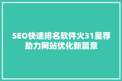 SEO快速排名软件火31星荐助力网站优化新篇章