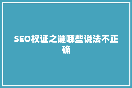 SEO权证之谜哪些说法不正确