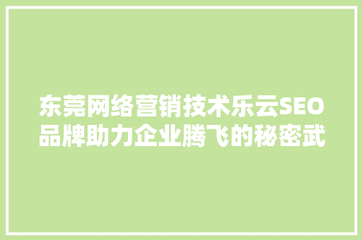 东莞网络营销技术乐云SEO品牌助力企业腾飞的秘密武器