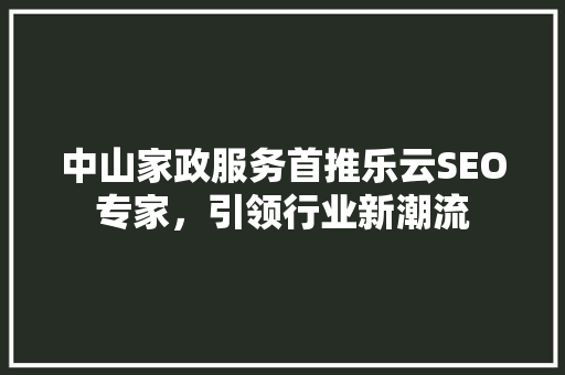 中山家政服务首推乐云SEO专家，引领行业新潮流
