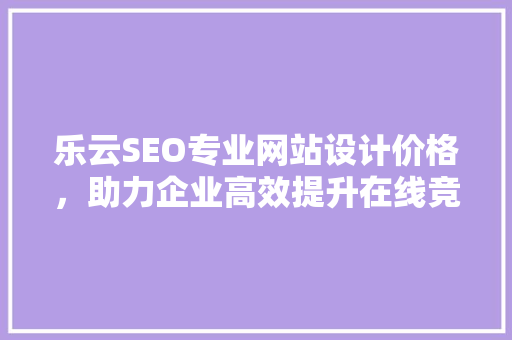 乐云SEO专业网站设计价格，助力企业高效提升在线竞争力