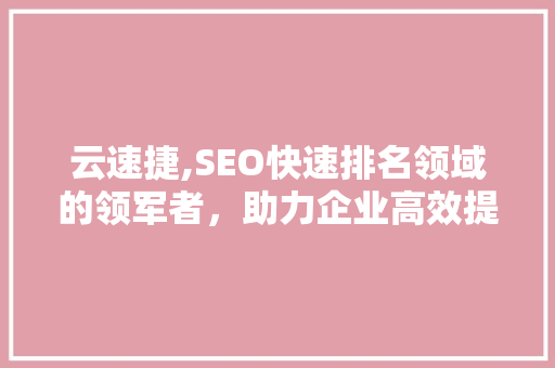 云速捷,SEO快速排名领域的领军者，助力企业高效提升在线影响力