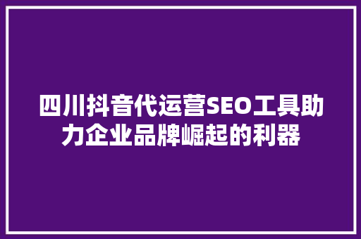 四川抖音代运营SEO工具助力企业品牌崛起的利器