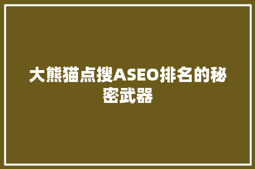 大熊猫点搜ASEO排名的秘密武器