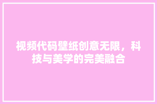 视频代码壁纸创意无限，科技与美学的完美融合