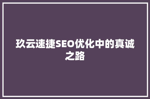 玖云速捷SEO优化中的真诚之路