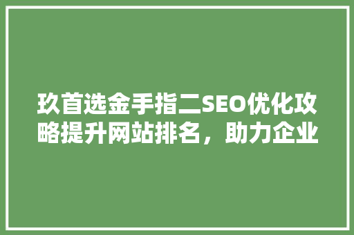 玖首选金手指二SEO优化攻略提升网站排名，助力企业腾飞