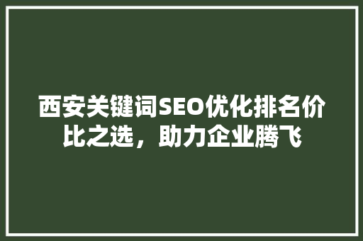 西安关键词SEO优化排名价比之选，助力企业腾飞