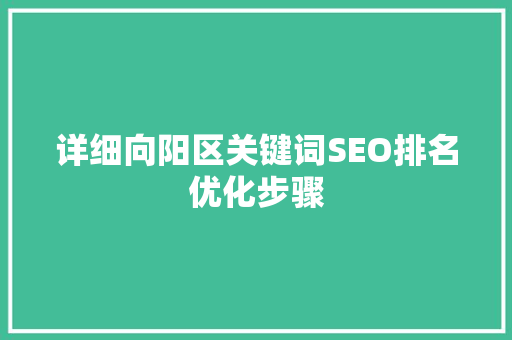 详细向阳区关键词SEO排名优化步骤