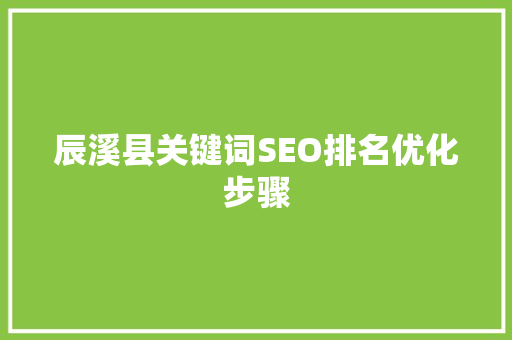 辰溪县关键词SEO排名优化步骤