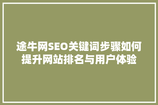 途牛网SEO关键词步骤如何提升网站排名与用户体验