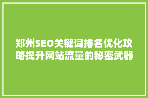 郑州SEO关键词排名优化攻略提升网站流量的秘密武器