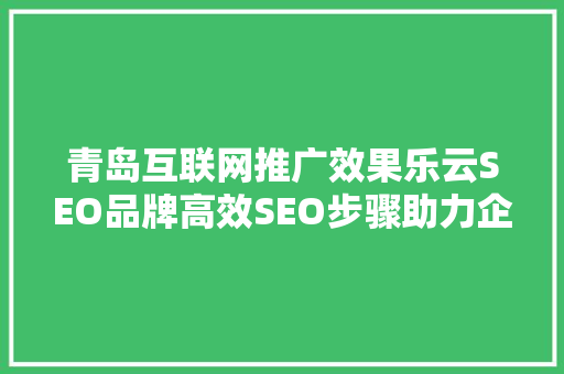 青岛互联网推广效果乐云SEO品牌高效SEO步骤助力企业腾飞