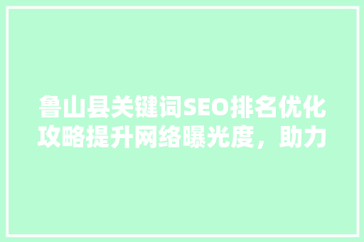 鲁山县关键词SEO排名优化攻略提升网络曝光度，助力地方经济发展