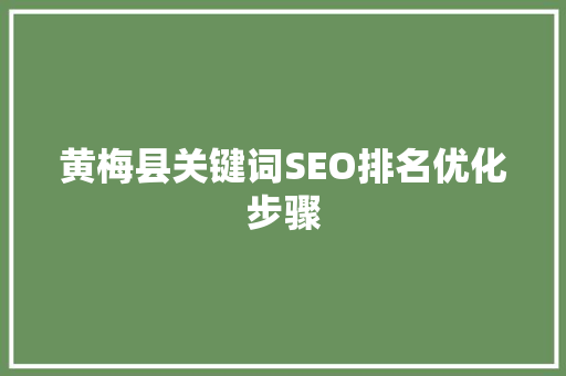 黄梅县关键词SEO排名优化步骤