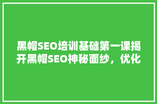 黑帽SEO培训基础第一课揭开黑帽SEO神秘面纱，优化步骤