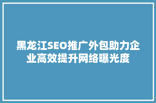 黑龙江SEO推广外包助力企业高效提升网络曝光度