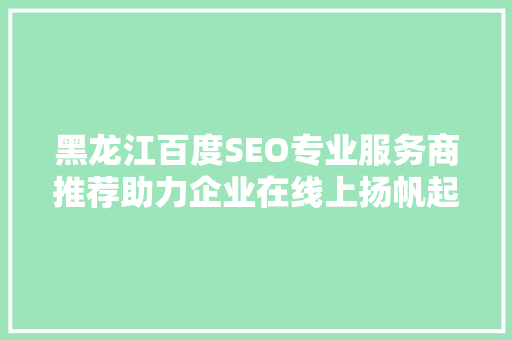 黑龙江百度SEO专业服务商推荐助力企业在线上扬帆起航