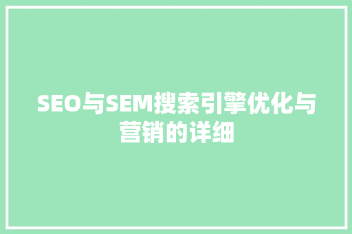 SEO与SEM搜索引擎优化与营销的详细