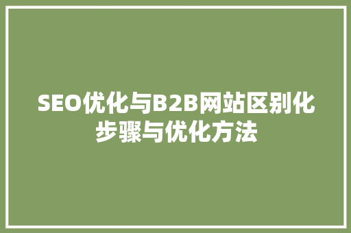 SEO优化与B2B网站区别化步骤与优化方法