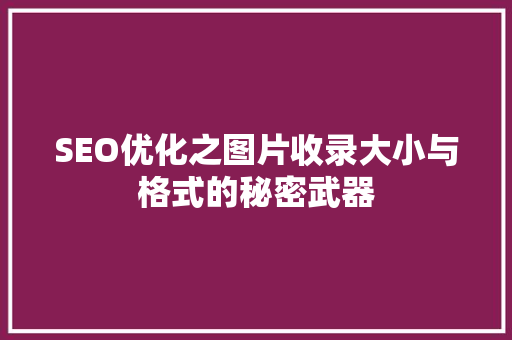 SEO优化之图片收录大小与格式的秘密武器