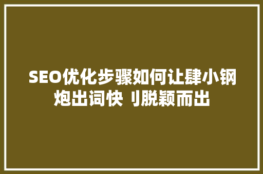 SEO优化步骤如何让肆小钢炮出词快刂脱颖而出