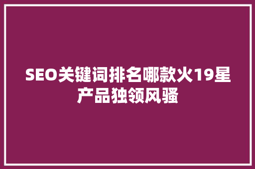 SEO关键词排名哪款火19星产品独领风骚