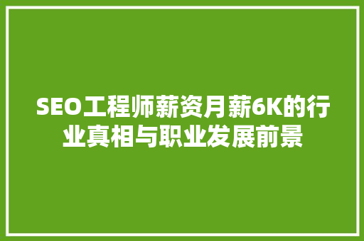 SEO工程师薪资月薪6K的行业真相与职业发展前景