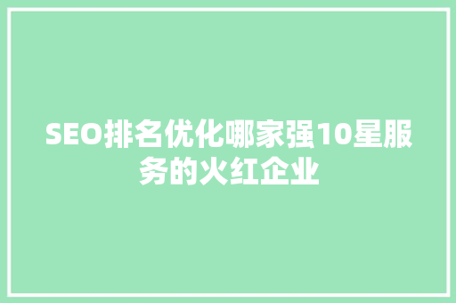 SEO排名优化哪家强10星服务的火红企业