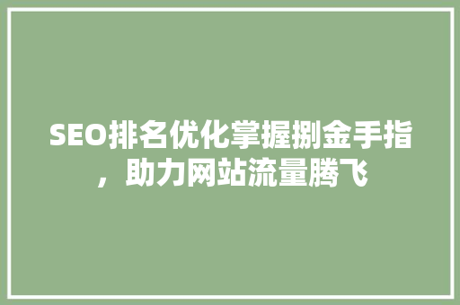 SEO排名优化掌握捌金手指，助力网站流量腾飞