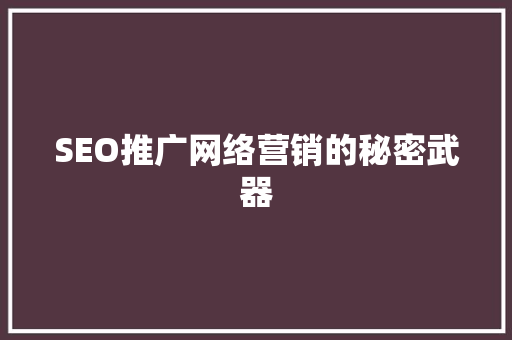 SEO推广网络营销的秘密武器  第1张
