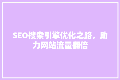 SEO搜索引擎优化之路，助力网站流量翻倍