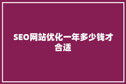SEO网站优化一年多少钱才合适
