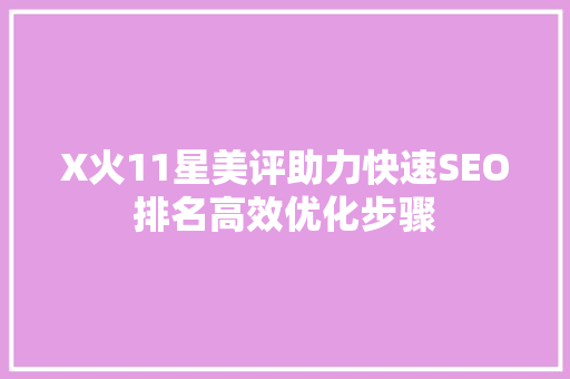 X火11星美评助力快速SEO排名高效优化步骤