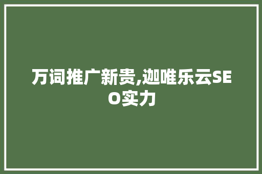 万词推广新贵,迦唯乐云SEO实力