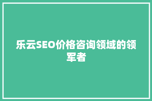 乐云SEO价格咨询领域的领军者
