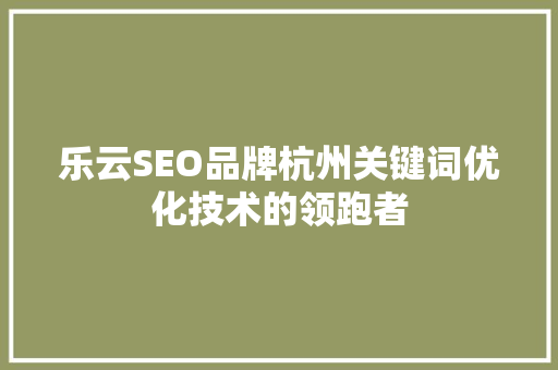 乐云SEO品牌杭州关键词优化技术的领跑者