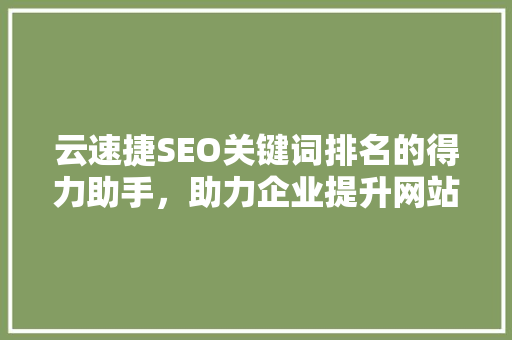 云速捷SEO关键词排名的得力助手，助力企业提升网站流量
