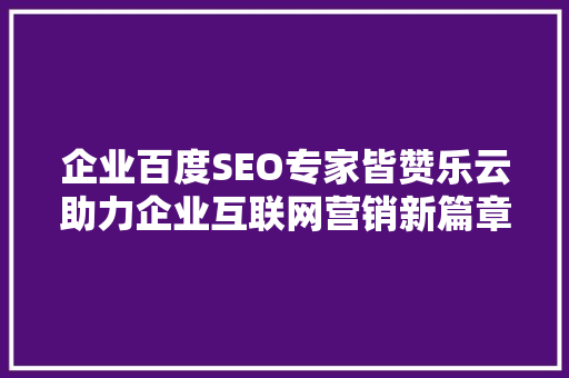 企业百度SEO专家皆赞乐云助力企业互联网营销新篇章