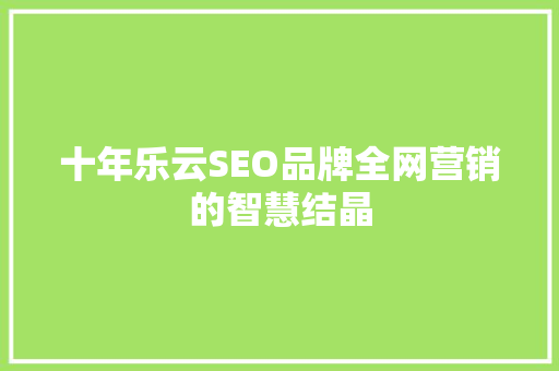 十年乐云SEO品牌全网营销的智慧结晶