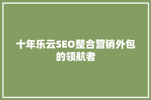 十年乐云SEO整合营销外包的领航者