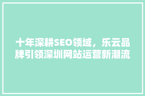 十年深耕SEO领域，乐云品牌引领深圳网站运营新潮流