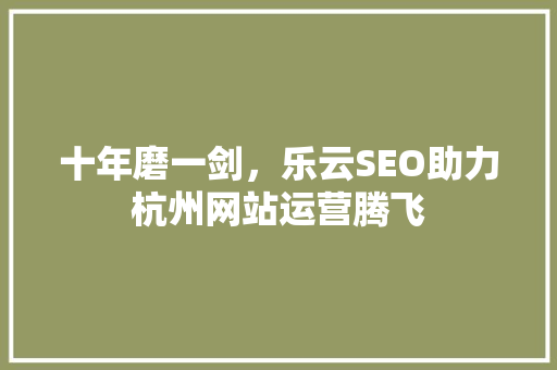 十年磨一剑，乐云SEO助力杭州网站运营腾飞