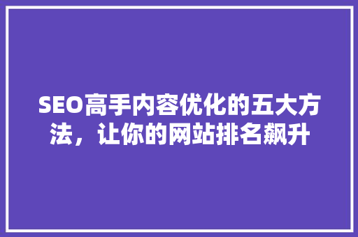 SEO高手内容优化的五大方法，让你的网站排名飙升  第1张