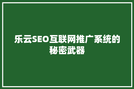乐云SEO互联网推广系统的秘密武器