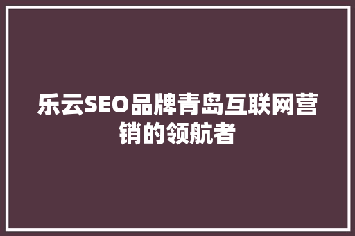 乐云SEO品牌青岛互联网营销的领航者