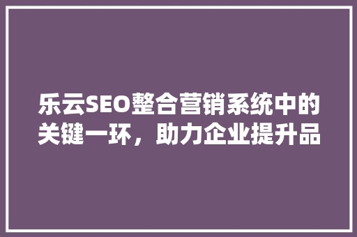 乐云SEO整合营销系统中的关键一环，助力企业提升品牌影响力