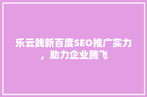 乐云践新百度SEO推广实力，助力企业腾飞