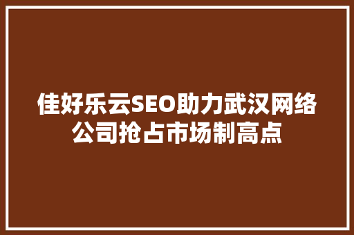 佳好乐云SEO助力武汉网络公司抢占市场制高点