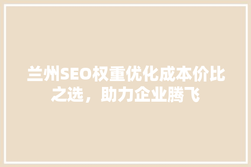 兰州SEO权重优化成本价比之选，助力企业腾飞